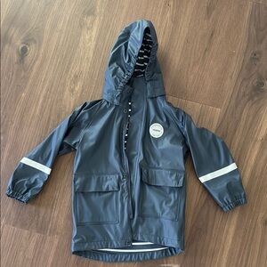 Children's Gray Hooded Rain Jacket